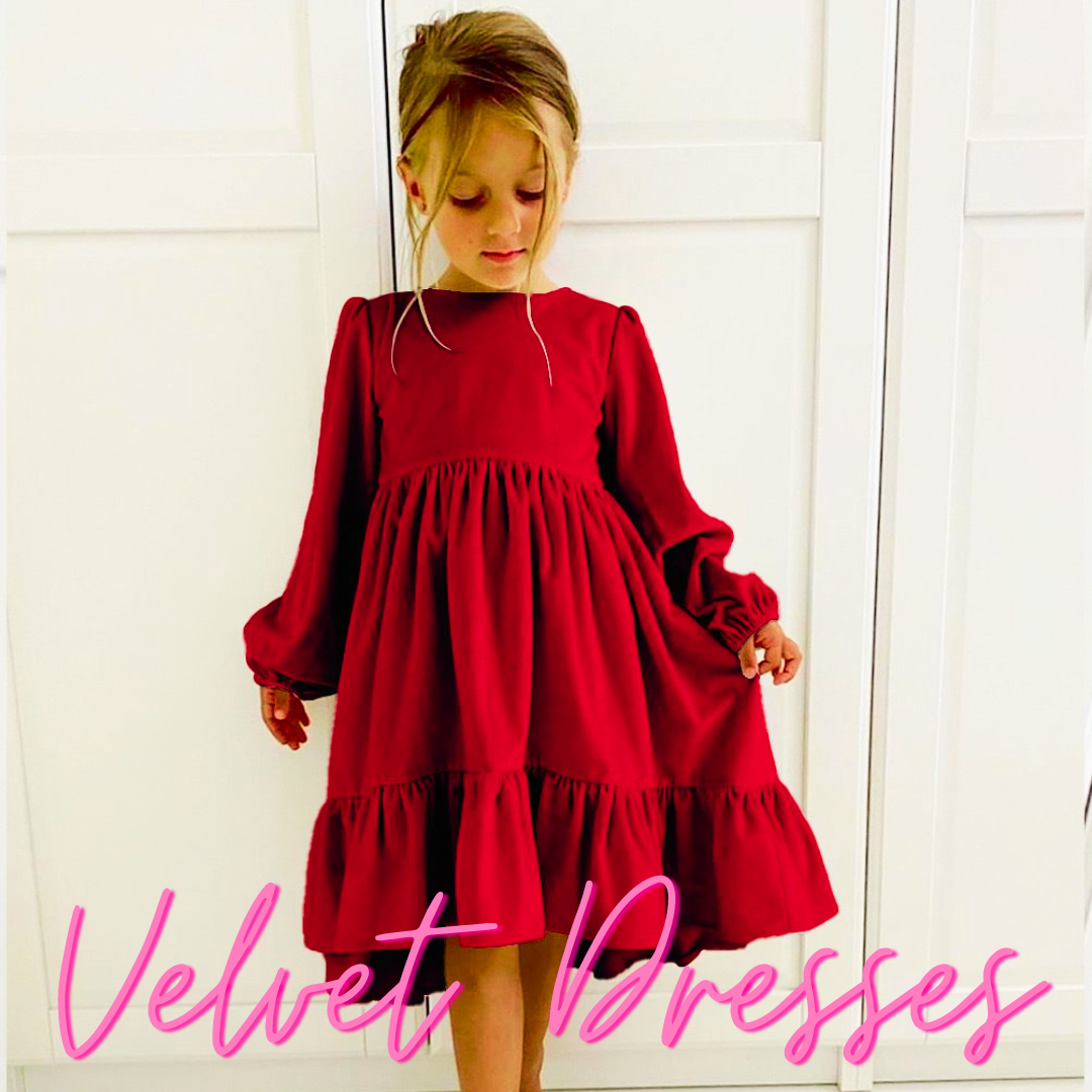 Girls Plush Velvet Dresses