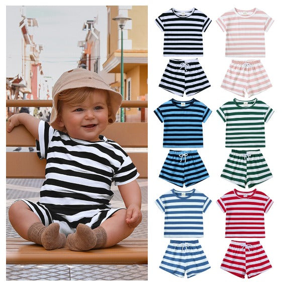 Kids Tales Stripe Short & Tee Sets