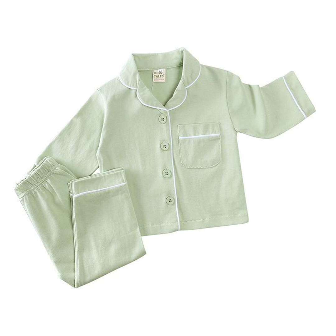 Kids Tales Traditional Two-Piece Pyjamas - Pea Green