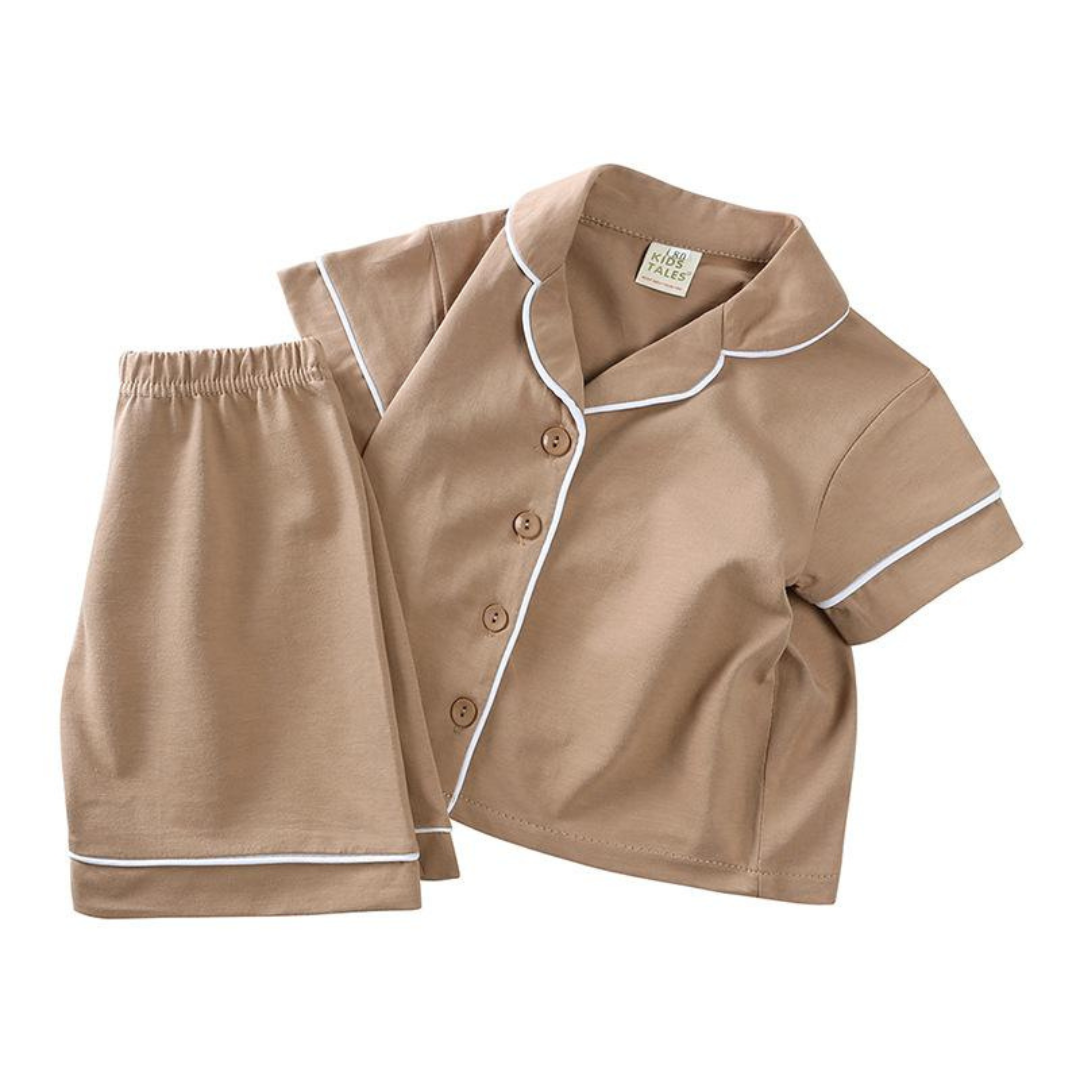 Kids Tales Traditional Pyjama Shorts Set - Tan