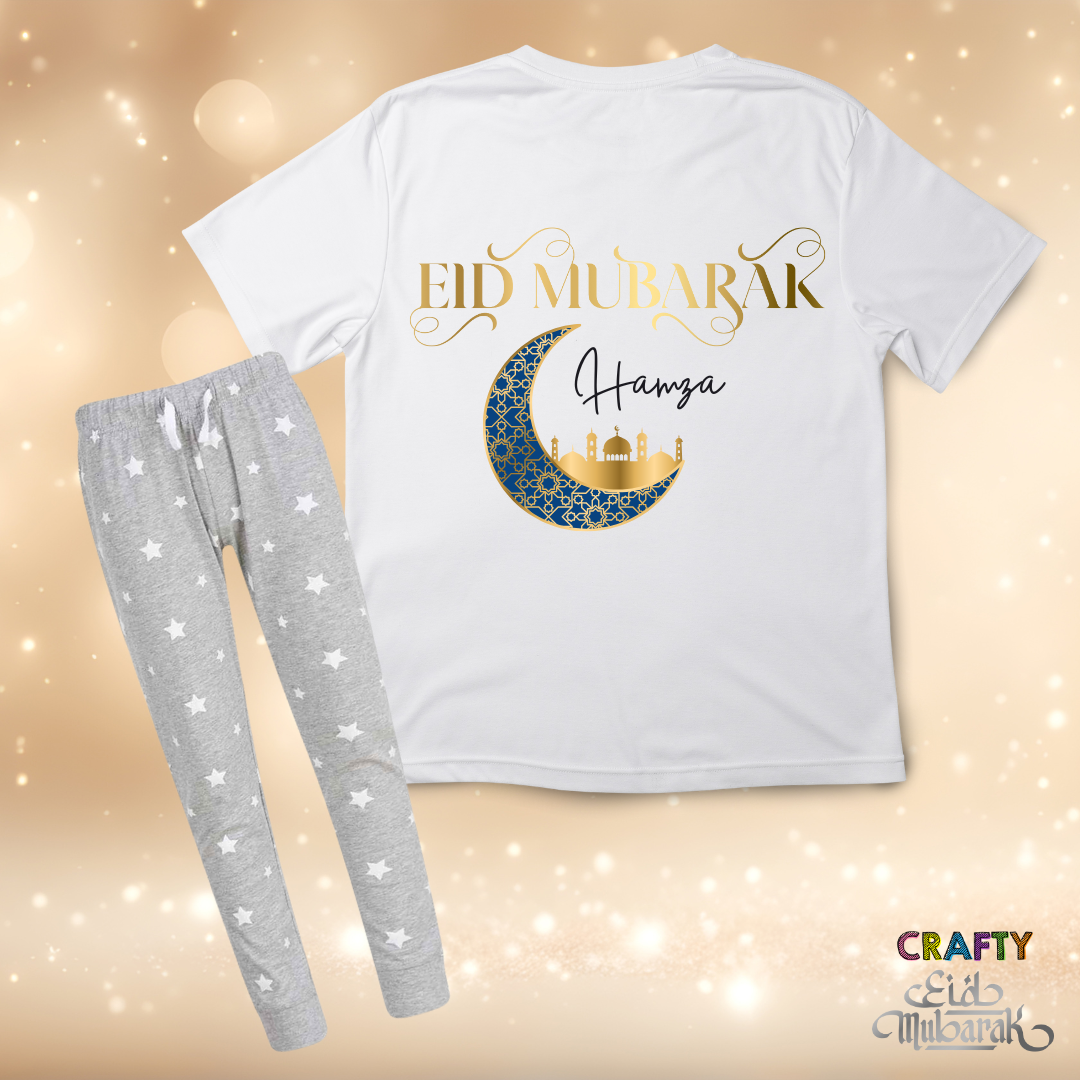 Personalised Eid Al Fitr Pyjamas - Grey Stars