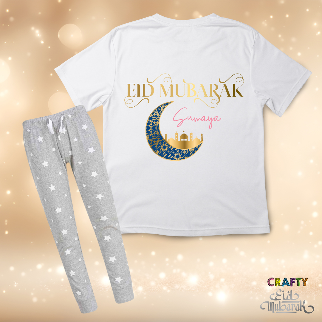 Personalised Eid Al Fitr Pyjamas - Grey Stars