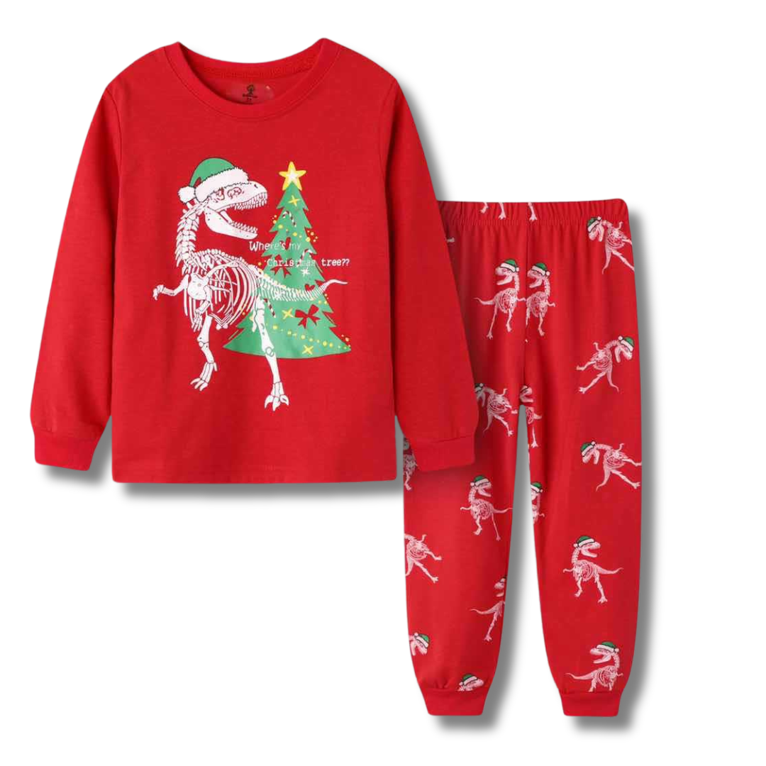 Kids Christmas Pyjamas - T-Rex Skeleton