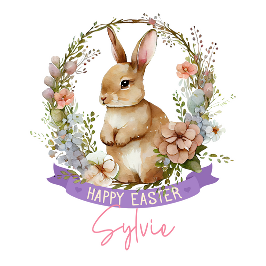 Easter Bunny and Wreath Sublimation Print