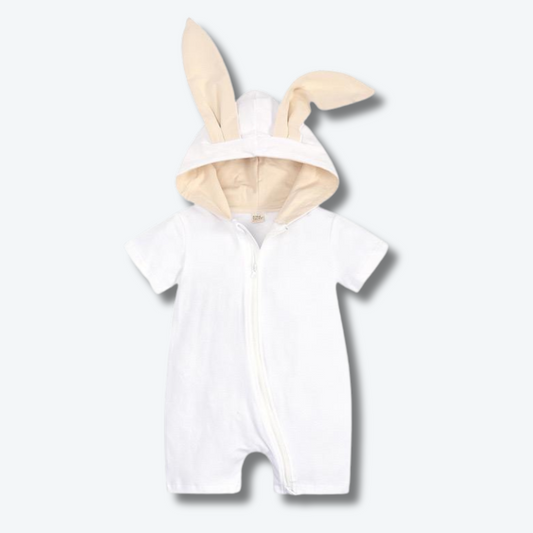 Kids Tales Bunny Short Onesie - White