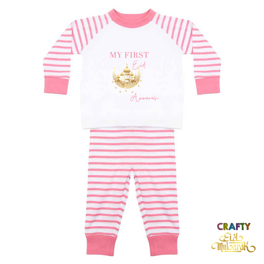 Personalised My First Eid Baby/Toddler Pyjamas - Pink