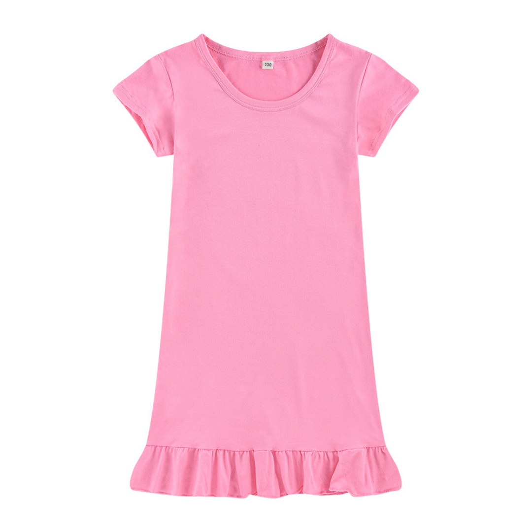 Dropped Hem Summer Short Sleeve Dress - Pink