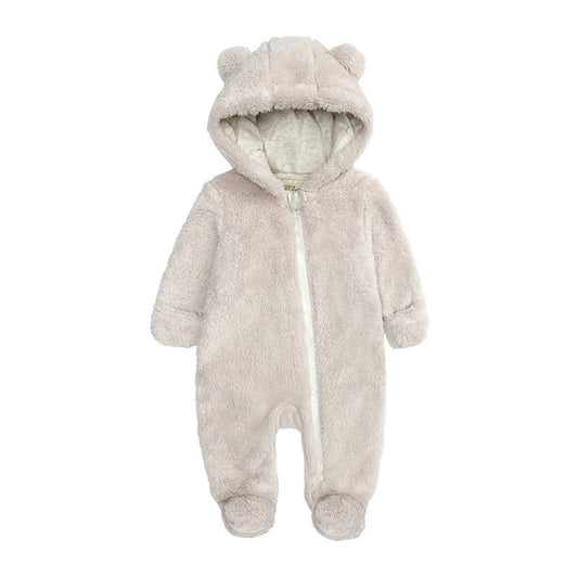 Fluffy Bear Baby Onesie - Beige