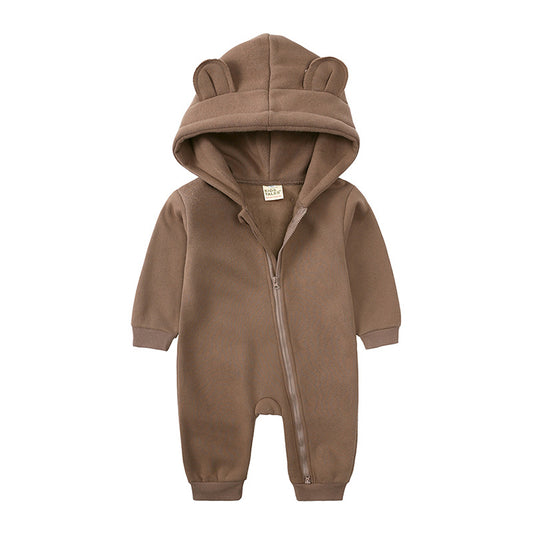 Bear Ear Baby Onesie - Taupe