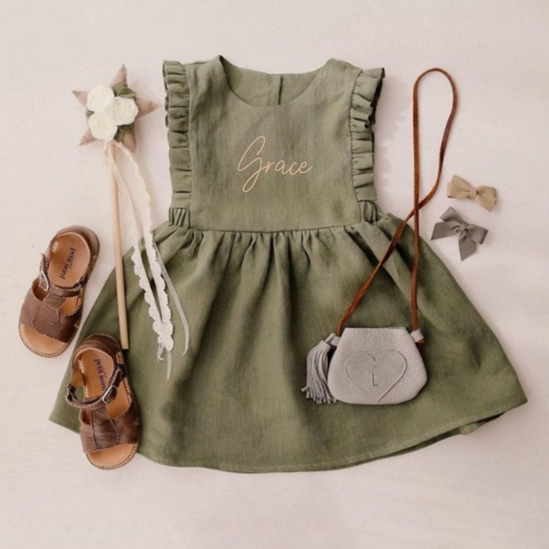 Blank Kids Tales Toddler Linen Ruffle Dress - Digital Images