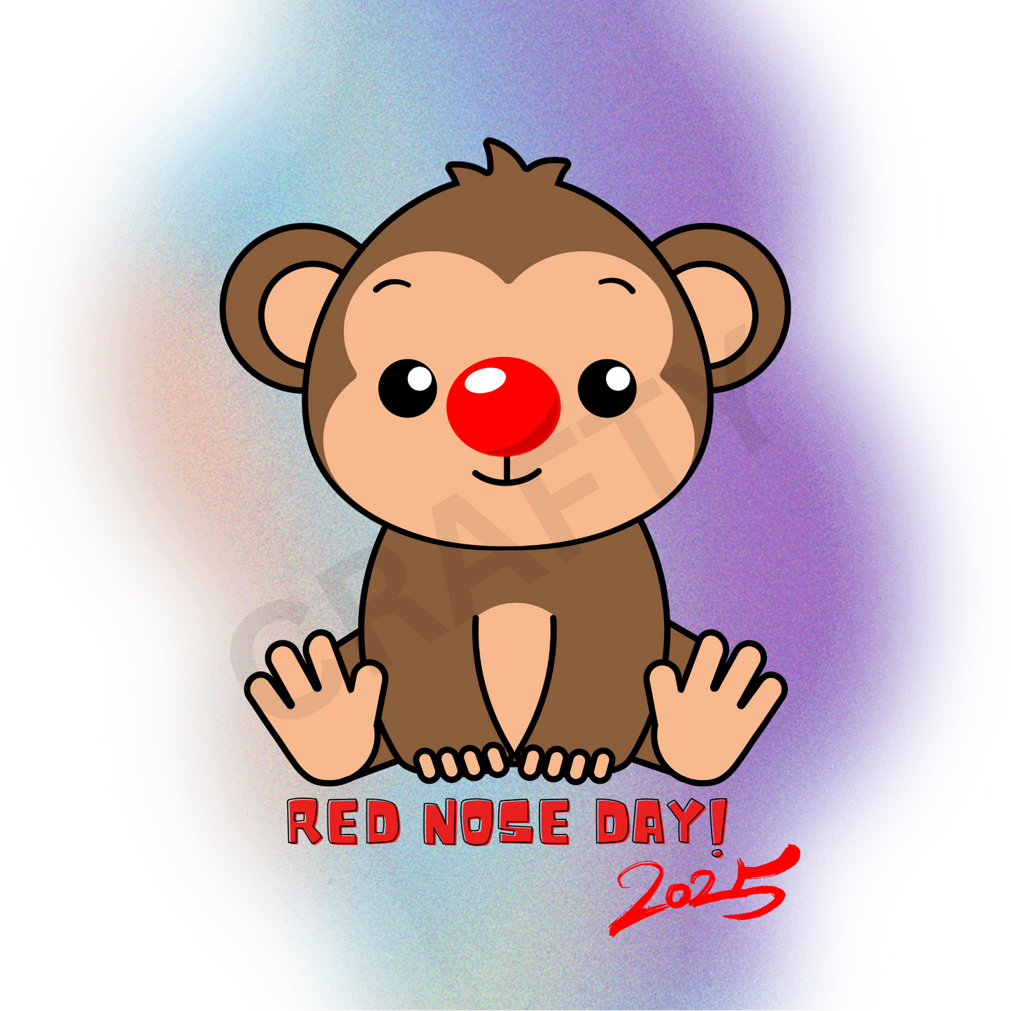 Monkey - Red Nose Day Sublimation Print