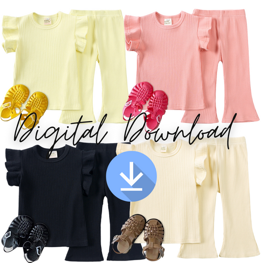 Blank Ribbed Ruffle Co-Ord Sets - Digital Images