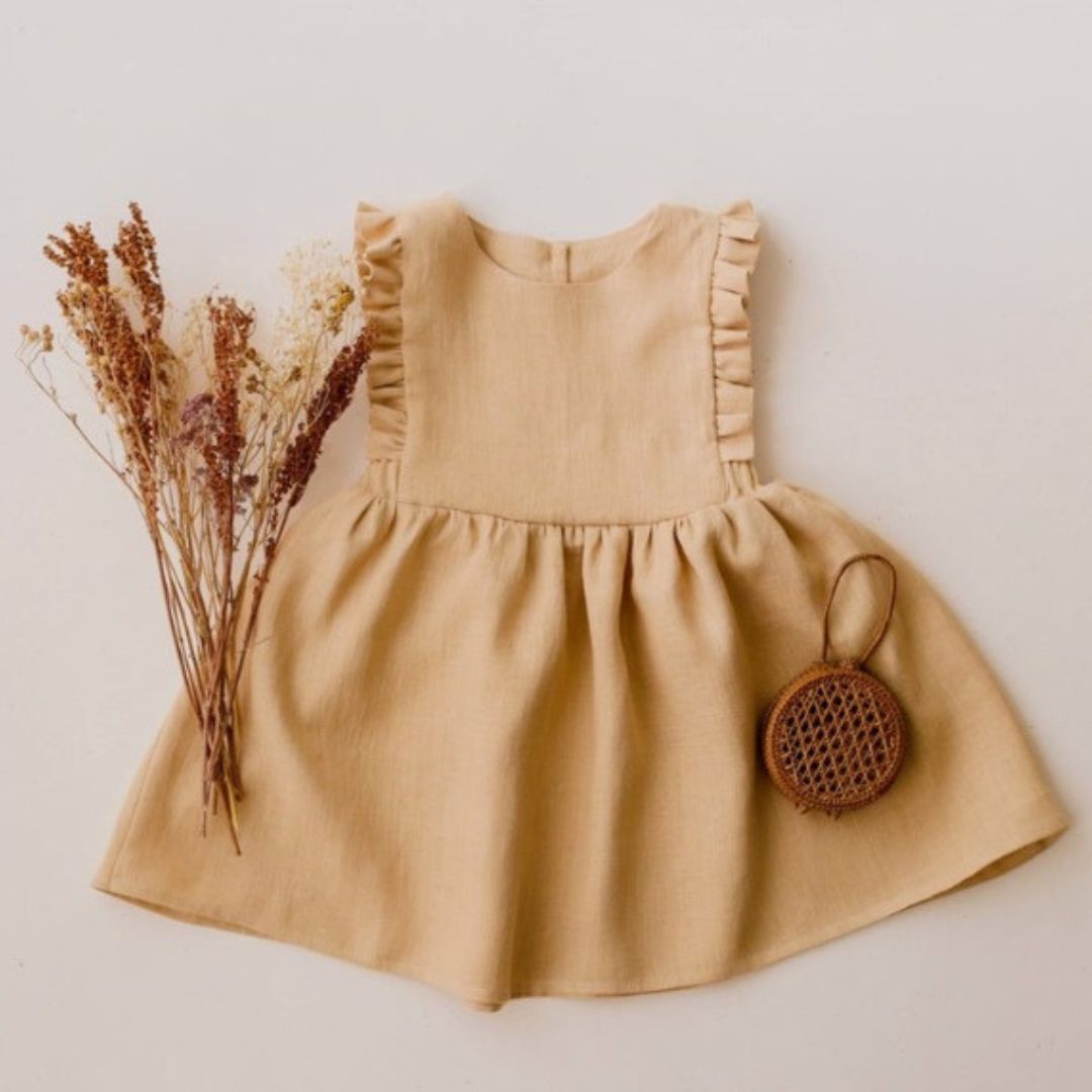 Blank Kids Tales Toddler Linen Ruffle Dress - Digital Images