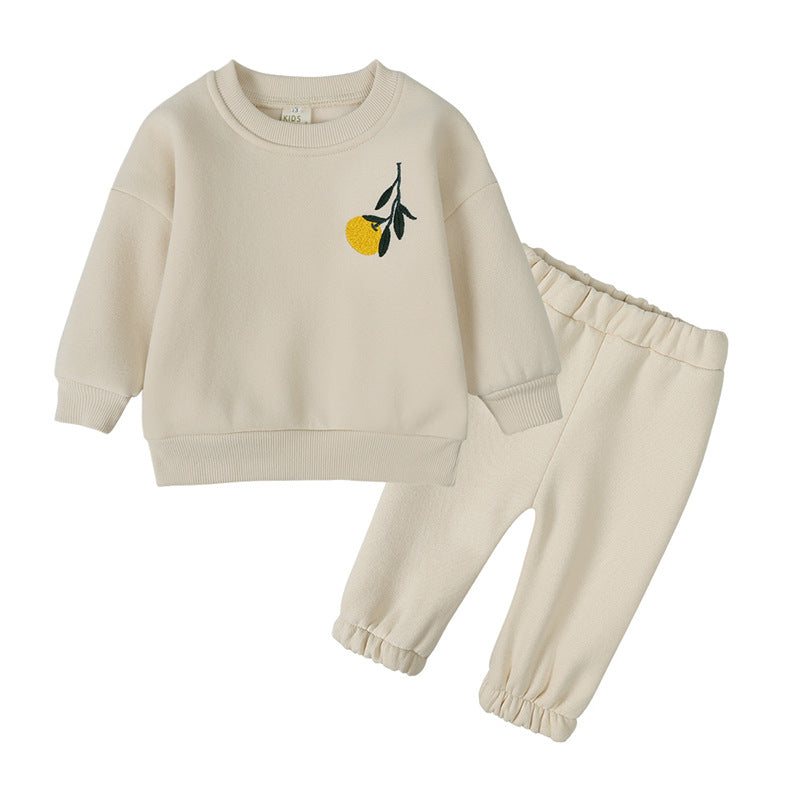 Kids Tales Embroidered Tracksuit - Beige Yellow Flower