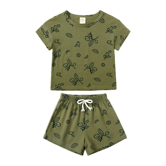 Kids Tales Shorts and Tee Set - Khaki Leaf