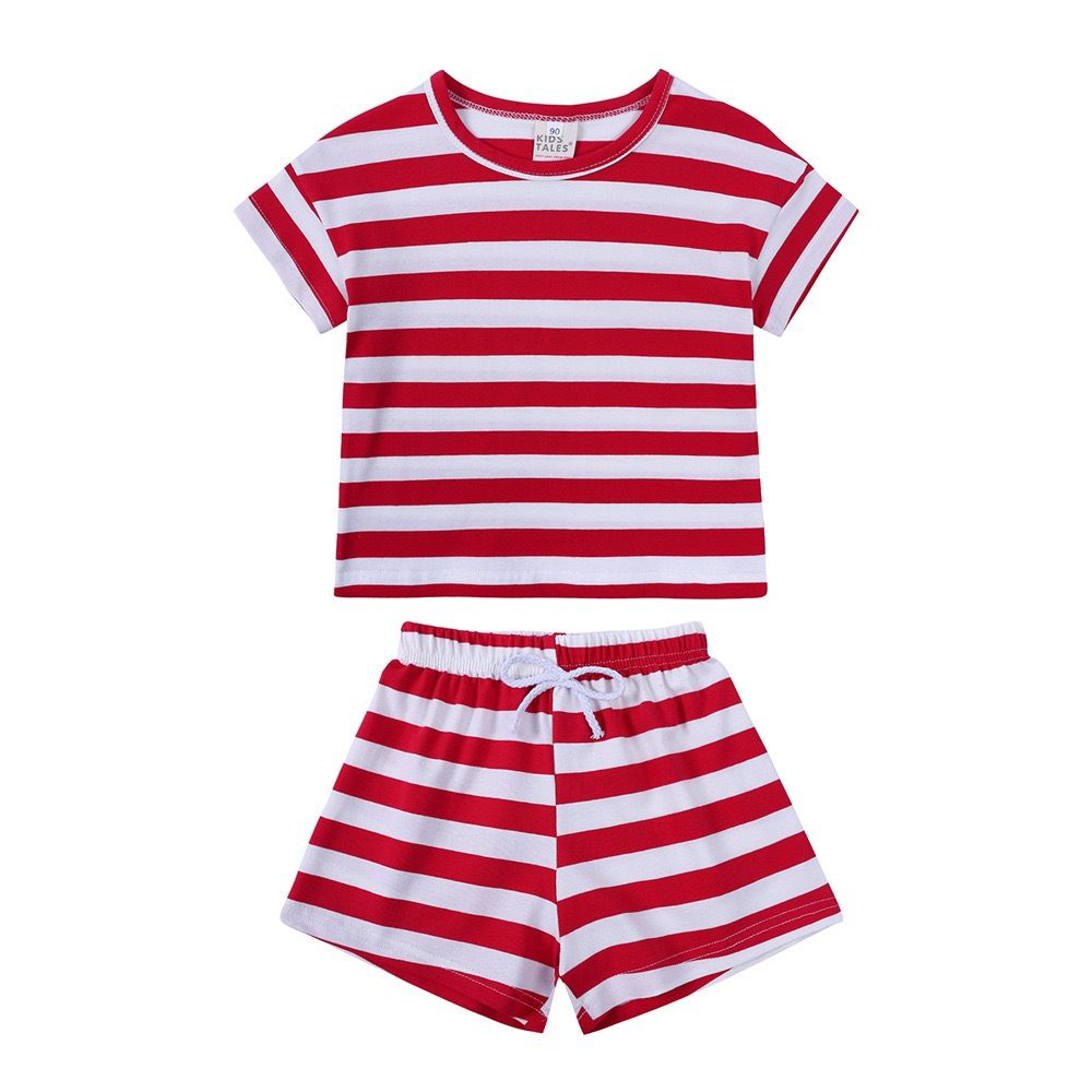 Kids Tales Shorts and Tee Set - Red Stripe