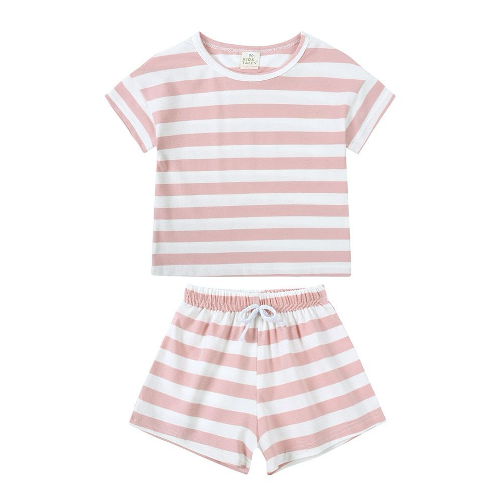 Kids Tales Shorts and Tee Set - Pink Stripe