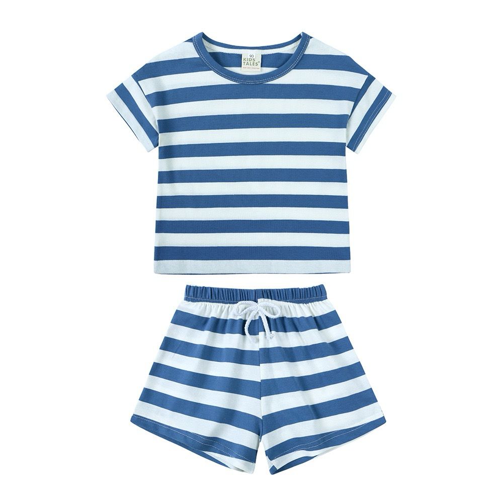 Kids Tales Shorts and Tee Set - Blue Stripe