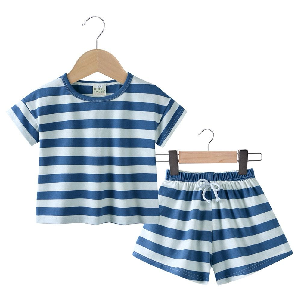 Kids Tales Shorts and Tee Set - Blue Stripe