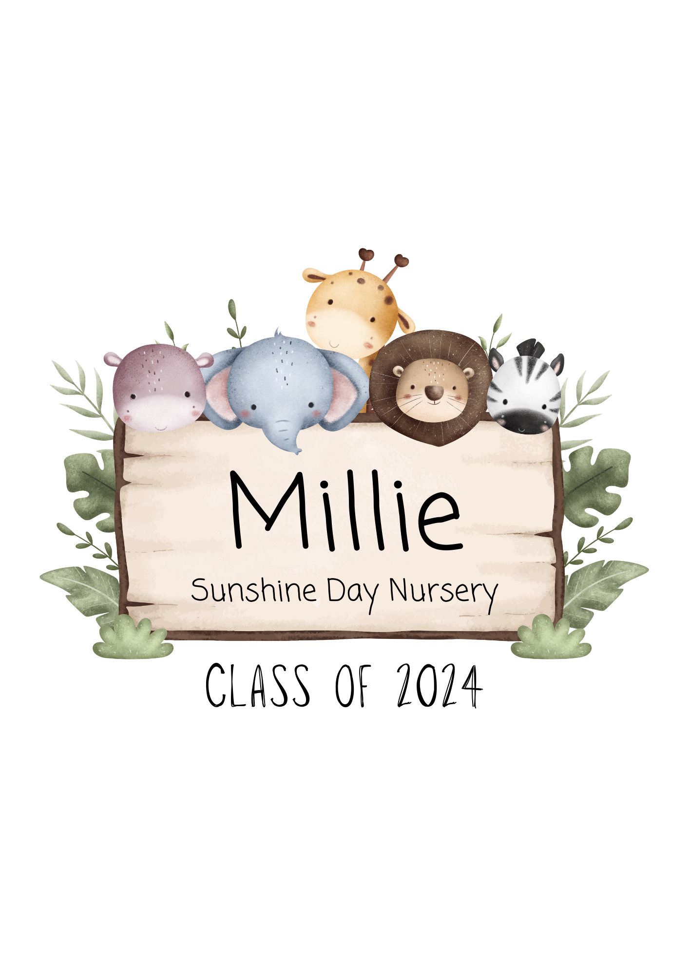 Custom Nursery Graduate 2024 Wild Animals Sublimation Print