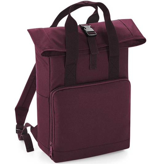 Twin Handle Roll-Top Backpack - Burgundy