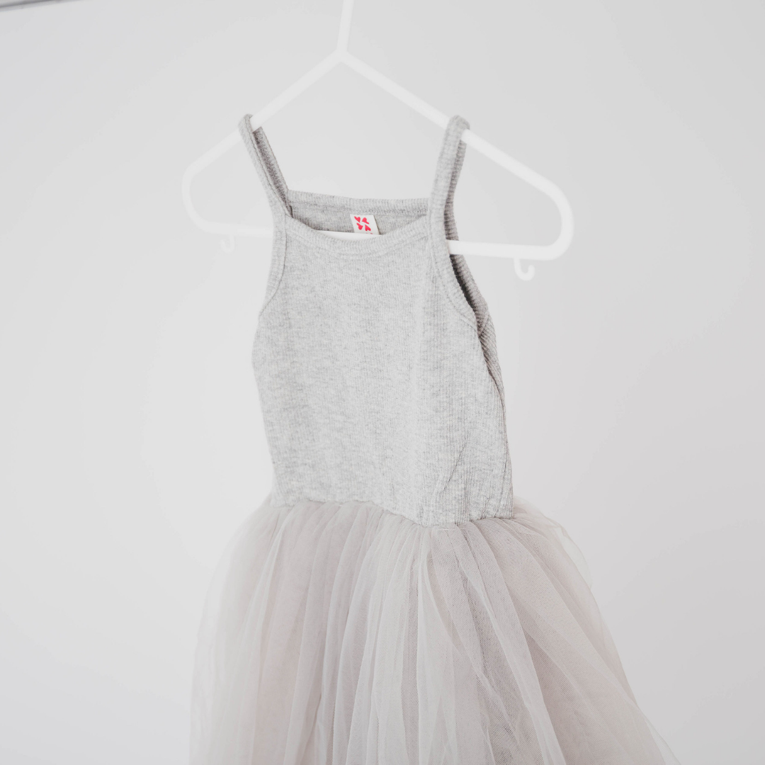 Strappy Tulle Tutu Dress - Grey