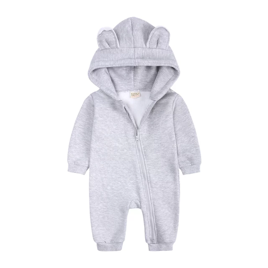 Bear Ear Baby Onesie - Grey