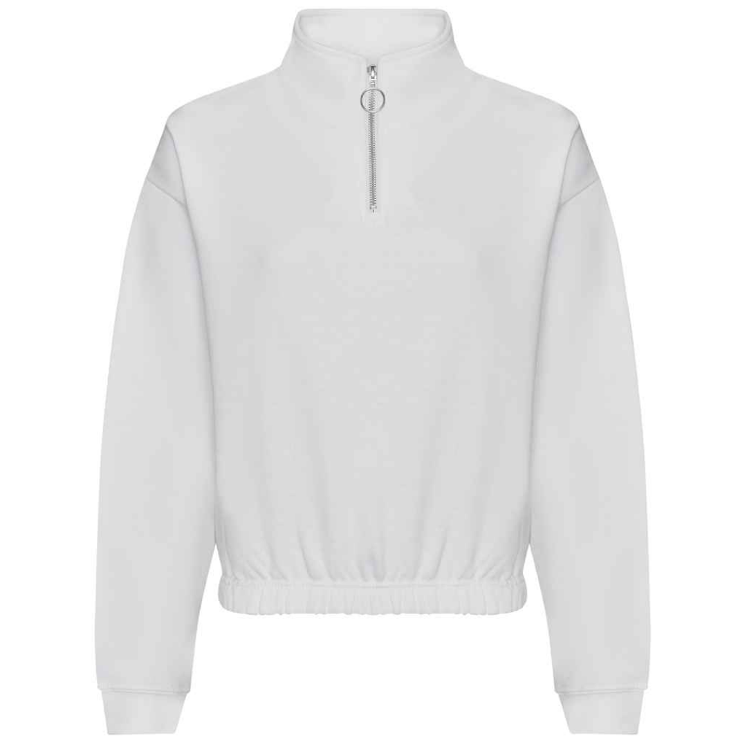 Women's Half Zip Cropped Sweatshirt - White