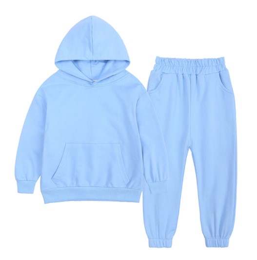 Regular Cotton Hooded Tracksuit Blue