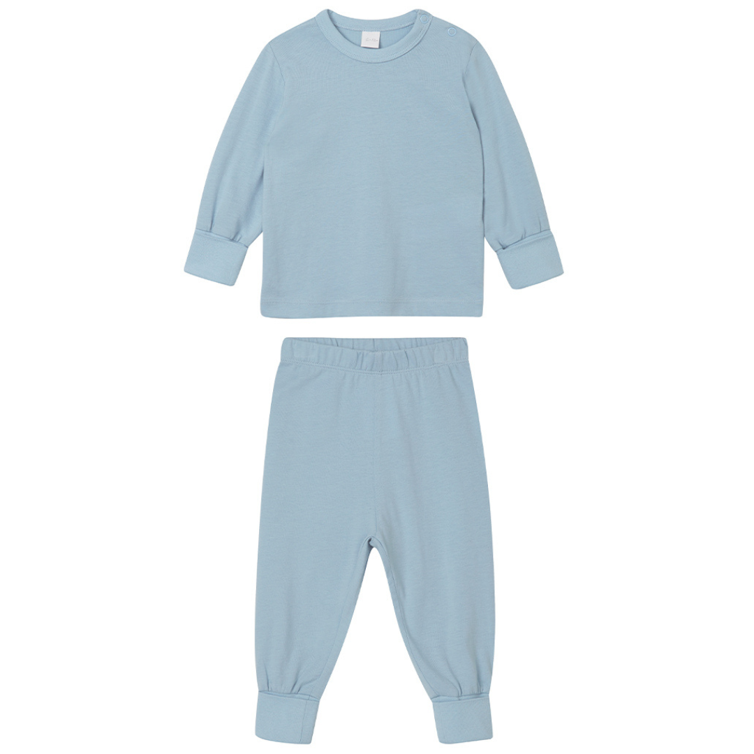 Plain Cotton Baby Toddler Pyjamas Dusty Blue Crafty Wholesale