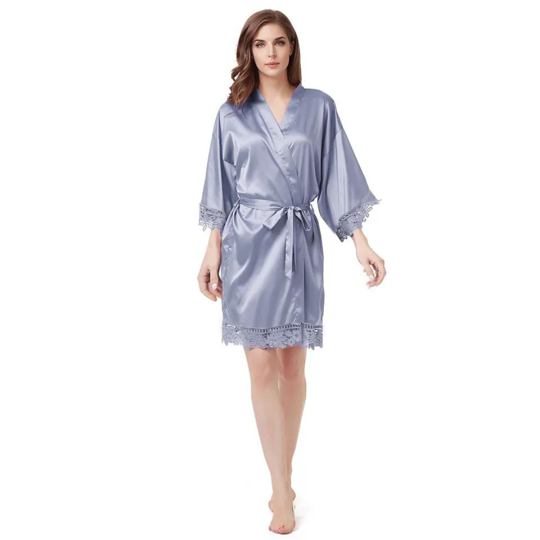 Women's Lounge Robe in Dusty Blue