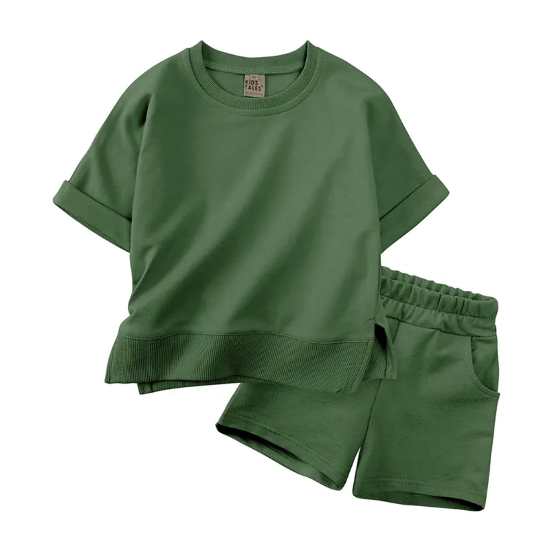 Kids Tales Spring Shorts and Tee Sets -  Khaki