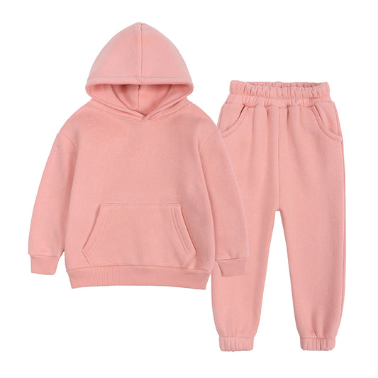 Thick Fleece Hooded Tracksuit - Soft Pink