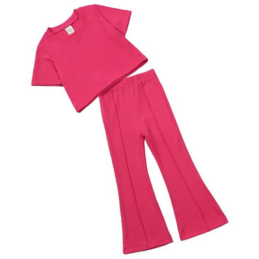 Kids Top & Flares Co-ord - Fuchsia