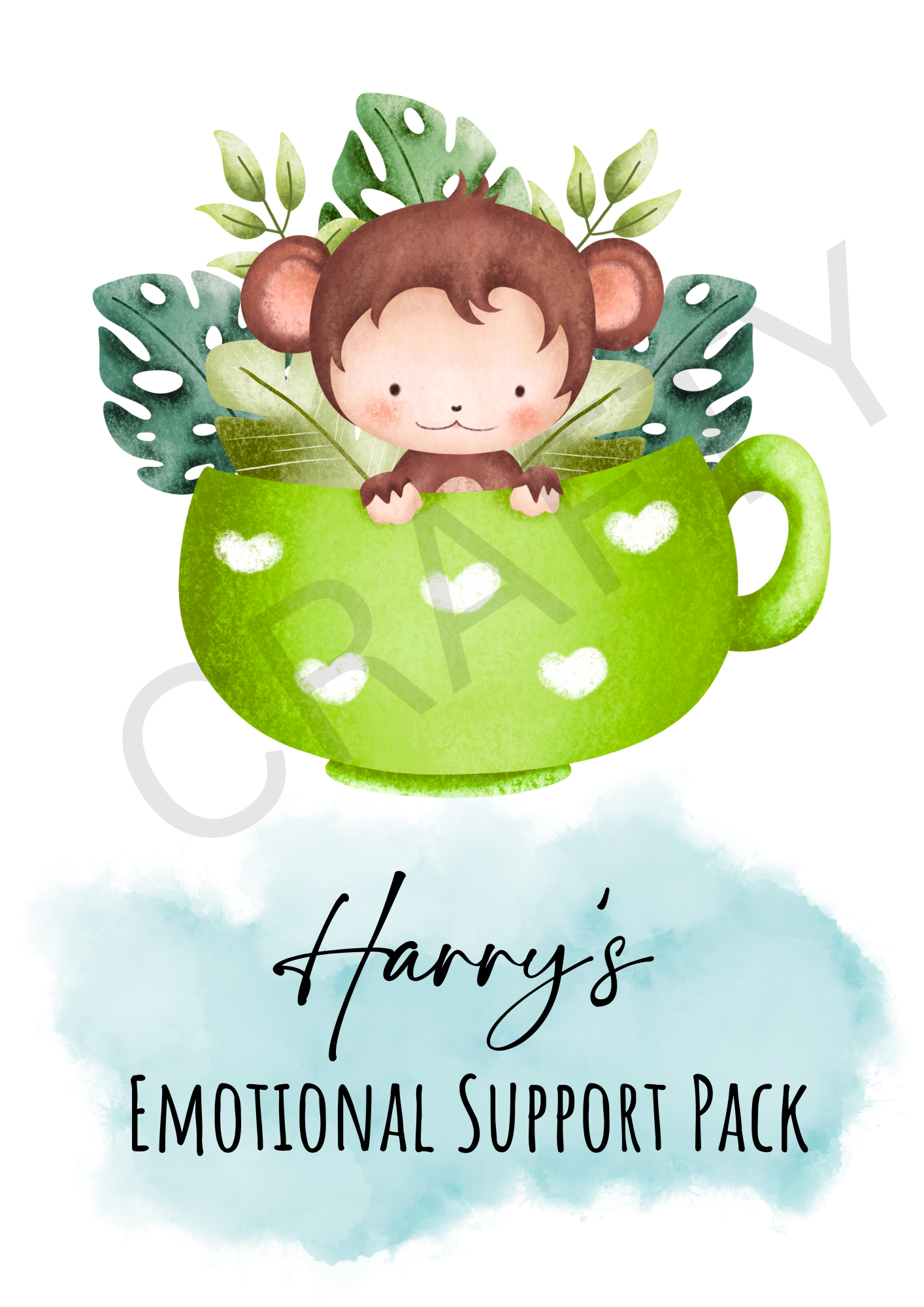 Customised Emotional Support Pack Cute Animal Design Sublimation Print